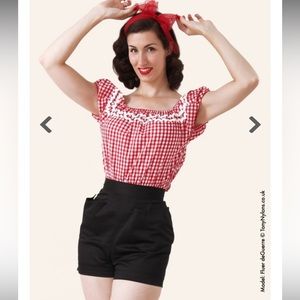 Vivien of Holloway black high waisted pinup shorts 18 (32 waist)